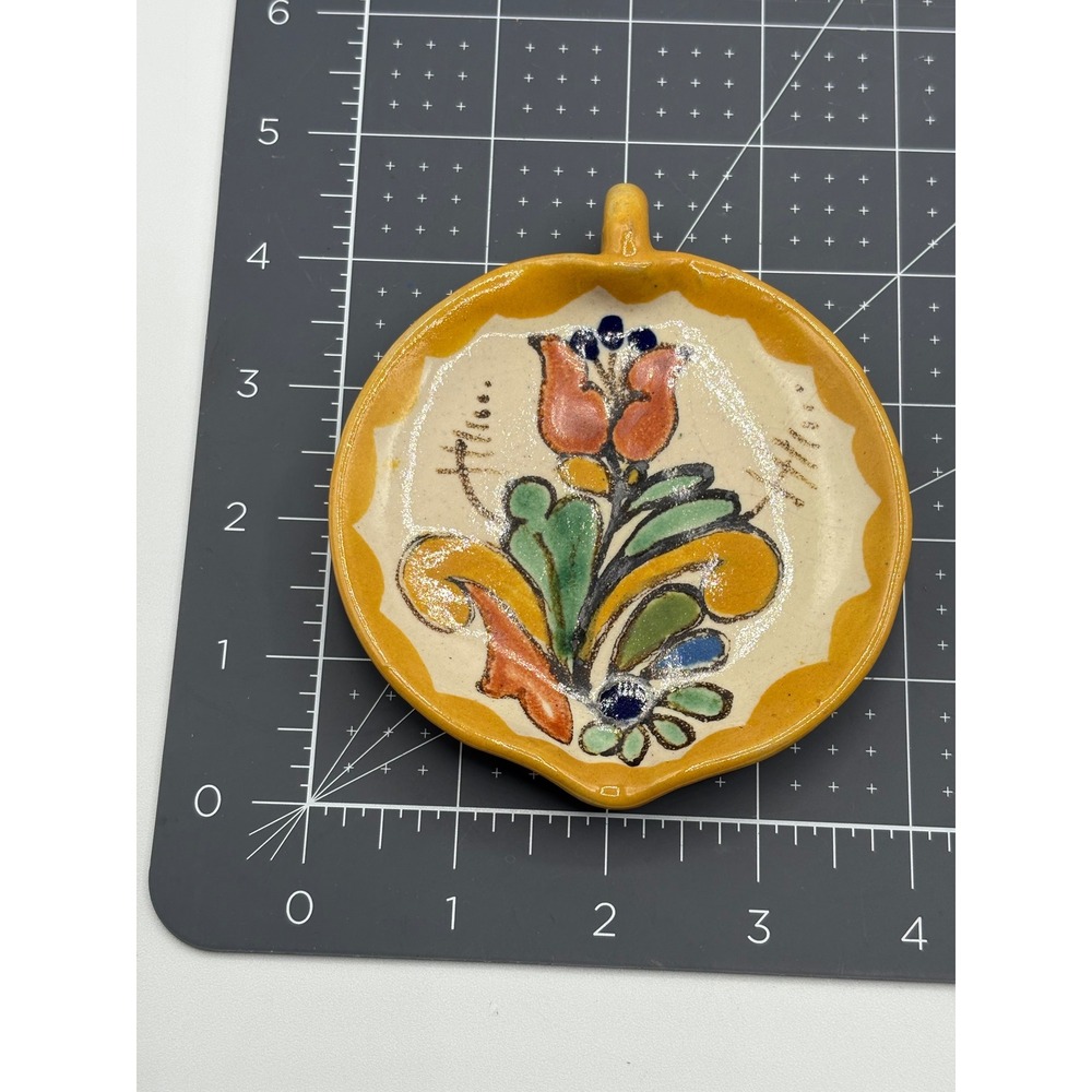 Vintage Talavera Mexican Pottery Floral Trinket Dish Hand Painted Ceramic 4 inch
